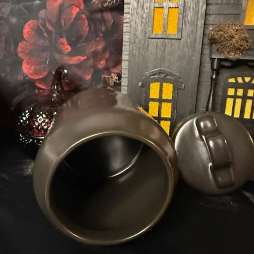 Rae Dunn BOO Halloween Black Canister Orange Letters Artisan Collection NWT